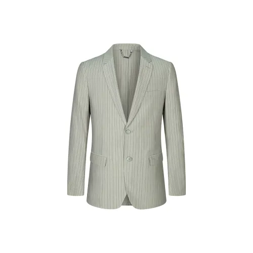 DAVID NAMAN Business Suits Men Gray Green