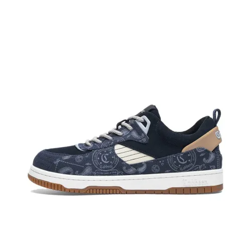 Cabbeen Skateboard Shoes Men Low-Top Dark Blue