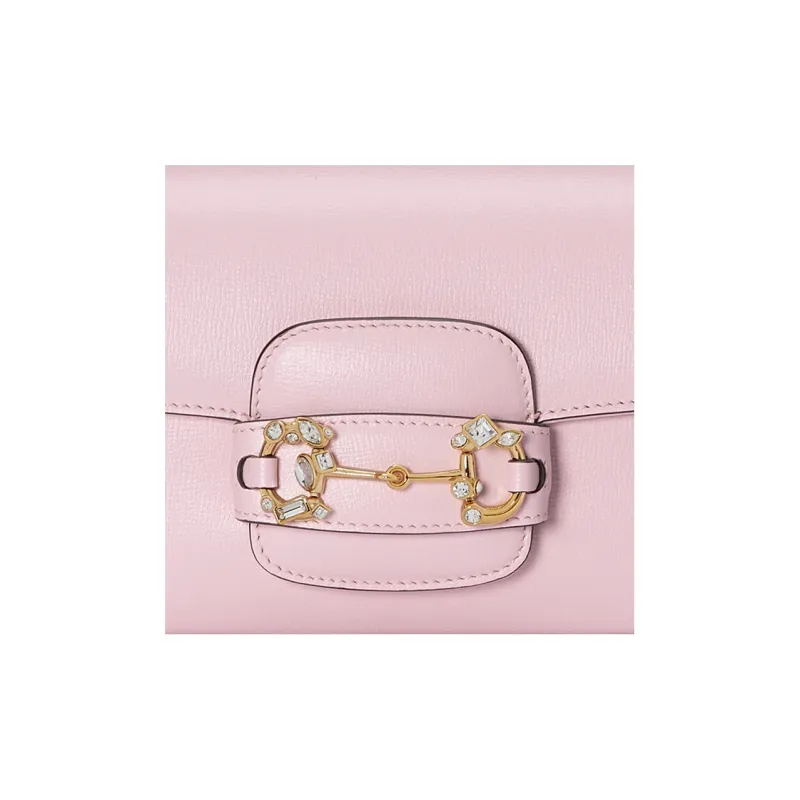 GUCCI Horsebit 1955 Leather Shoulder Bag Baguette Bag Crossbody Bag Shoulder Bag Women's Pink-8