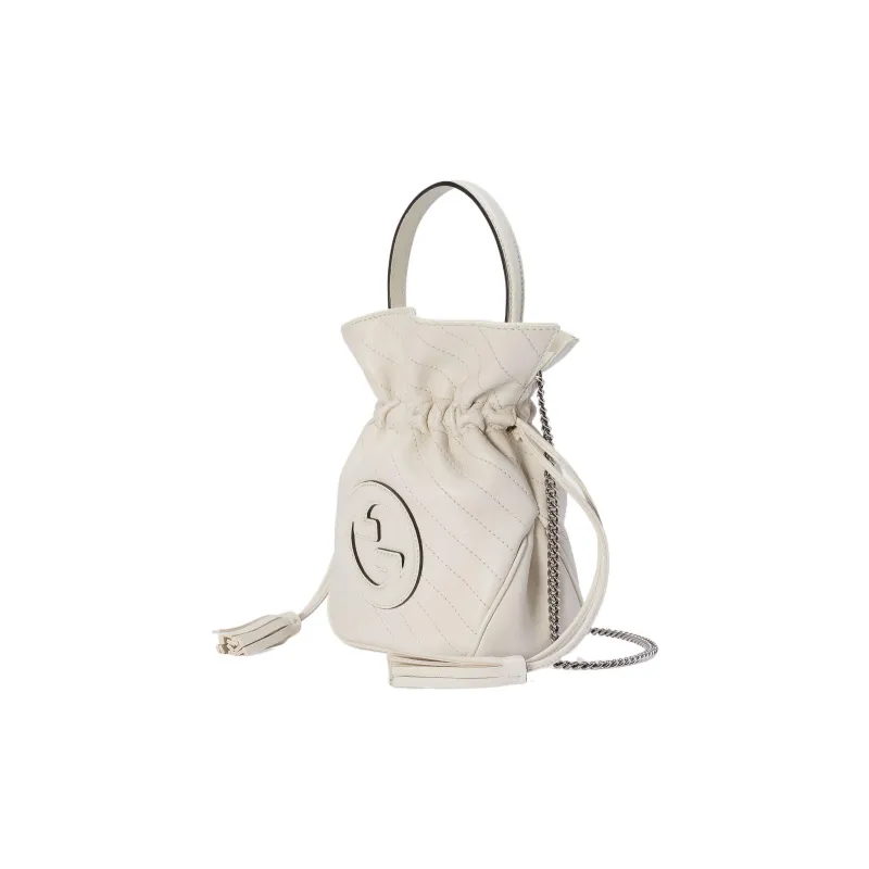 GUCCI Blondie Leather Bucket Bag, Shoulder Bag, Crossbody Bag, Handbag Mini Women's White-1