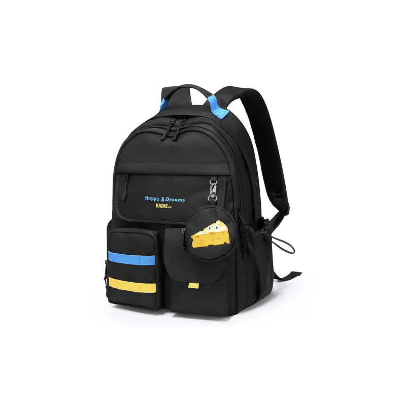 V.NINE Fabric Backpack Large Size Unisex Khaki/Obsidian Black-7