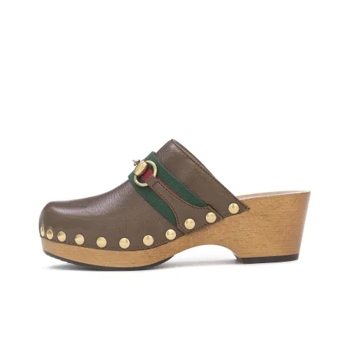 GUCCI Horsebit-detail Wooden-sole Clogs