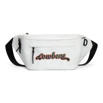 COWBONE Polyester Small Square Bag Fanny Pack Coin Purse Cell Phone Pouch Sling Bag Unisex White/Cool Black