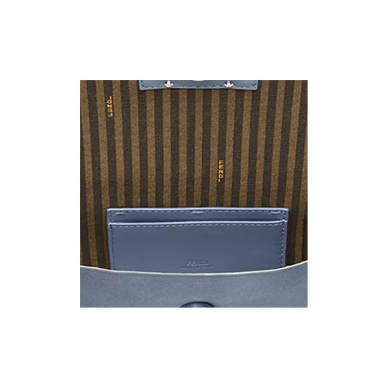 FENDI Baguette Satin Handbag Shoulder Bag Crossbody Bag Cell Phone Pouch Regular Women's Blue-4