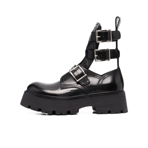 Alexander McQueen Buckled Ankle Boot Black Women's