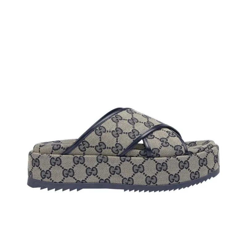GUCCI Women's Gg Platform Slide Sandal 'GG Motif Beige Blue' Women's-1