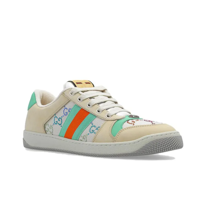 GUCCI Women's Screener 'GG Crystals Beige Green Orange' Women's-2