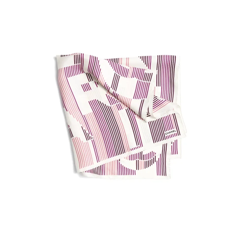 CHANEL Silk Scarves Women's Pink Purple Stripes Color Scheme-1