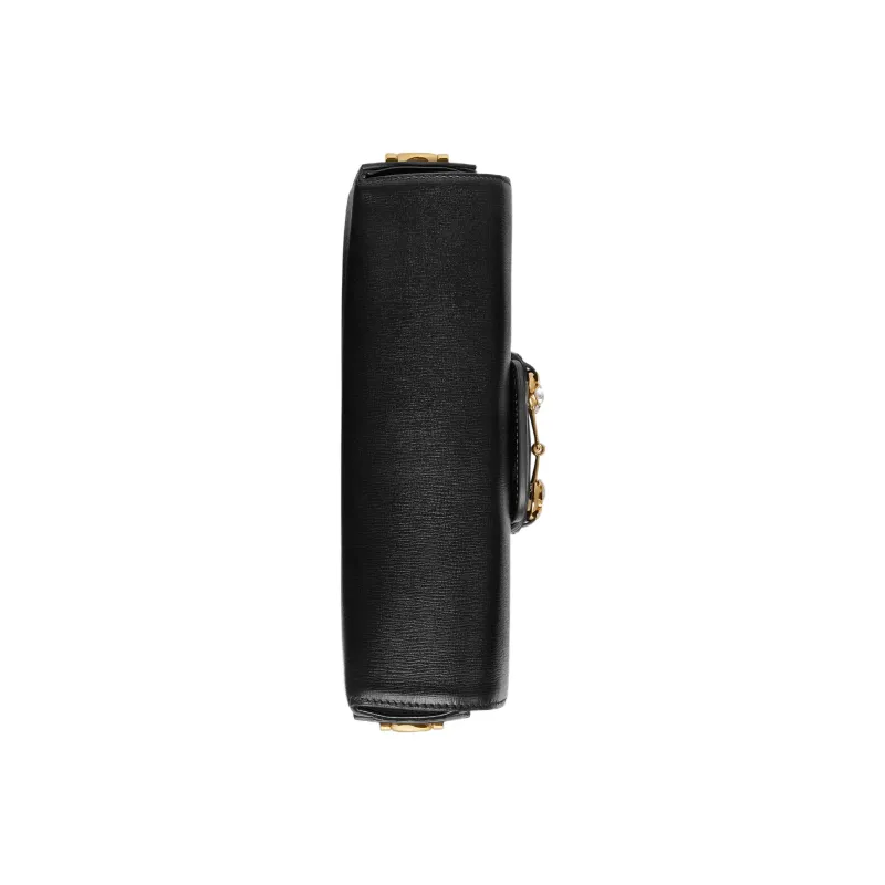 GUCCI Horsebit 1955 Leather Shoulder Bag Baguette Bag Crossbody Bag Shoulder Bag Women's Black-4