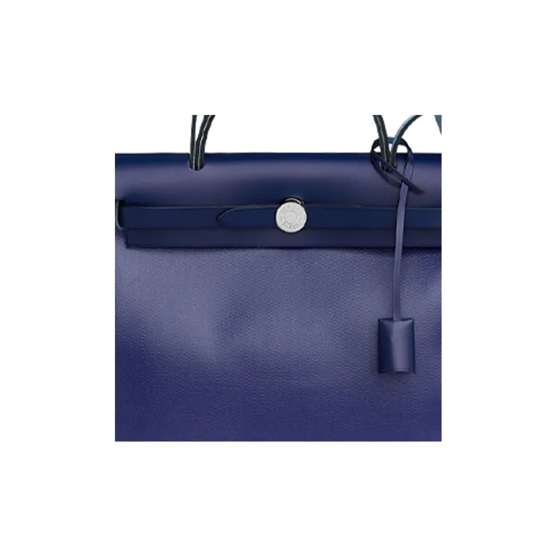 HERMES Herbag Zip H Berline Canvas With Hunter Cow Leather Canvas Bag Shoulder Bag Crossbody Bag Handbag Women's Purple-3