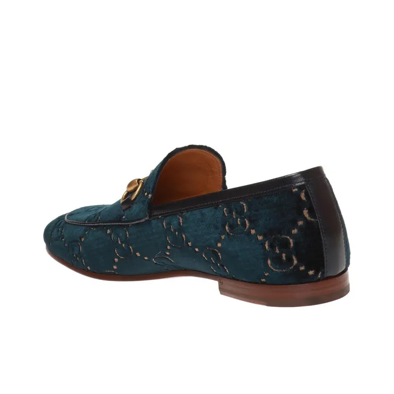 GUCCI Jordaan Gg Loafer Blue Velvet-4