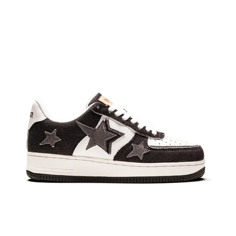 VOIT Stars Shoes Low Top Skateboard Shoes Unisex Black-1