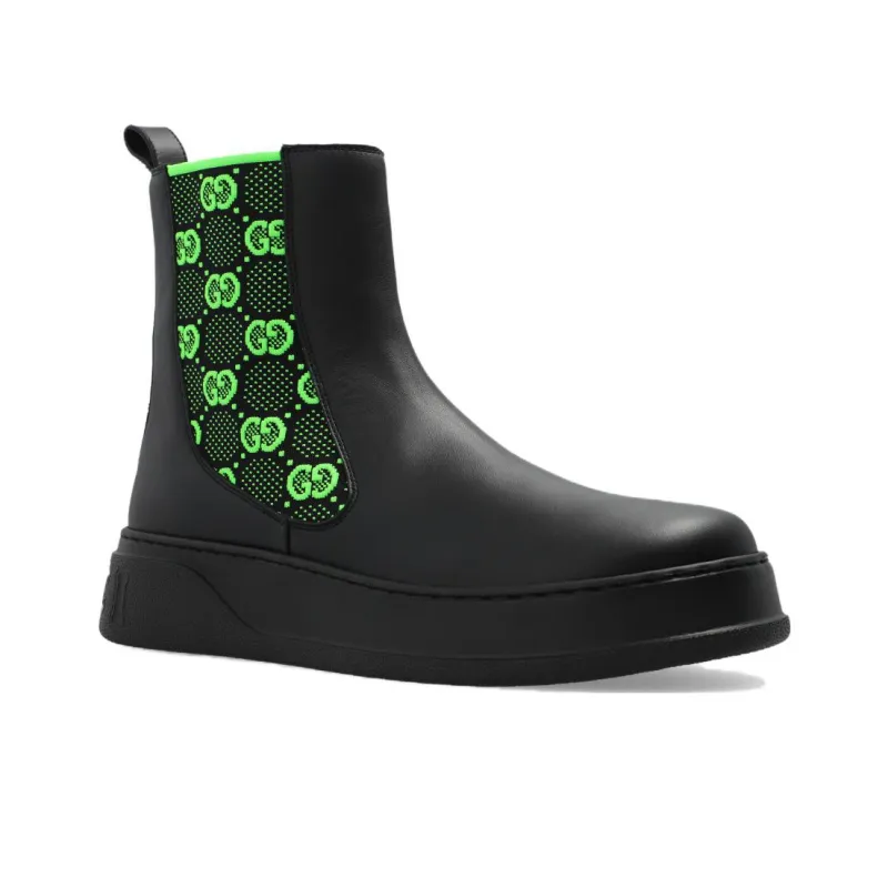 GUCCI Boot 'GG Jersey Black Neon Green'-3