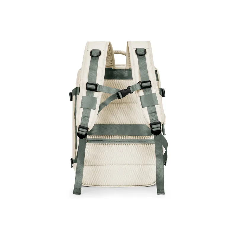 QING QI ZHE Fabric Travel Bag Backpack Regular Unisex Beige White Green/Beige White Brown-5