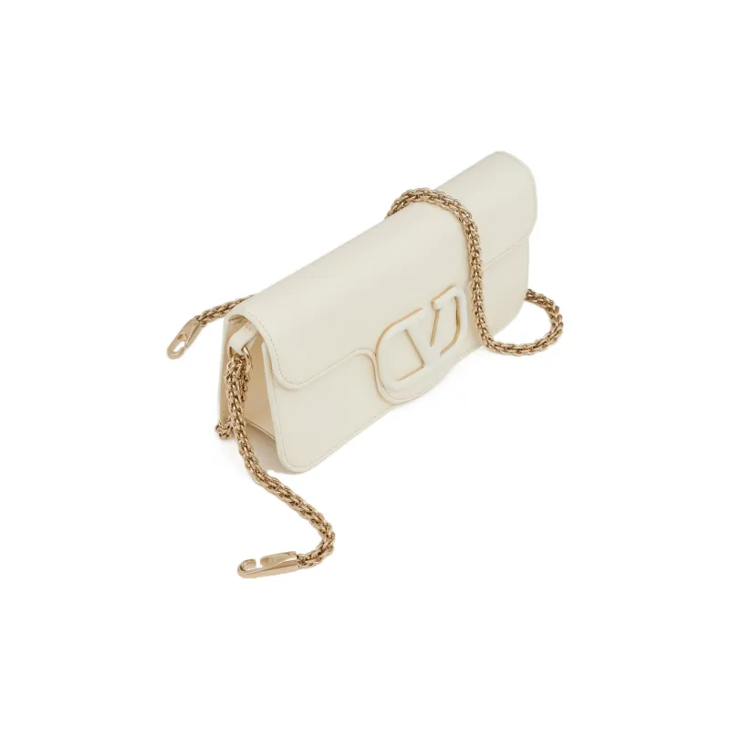 Valentino Locò Calfskin Baguette Bag, Crossbody Handbag, Shoulder Bag Regular Women's Ivory White-4