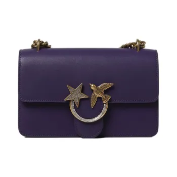PINKO LOVE Series Leather Crossbody Bag Shoulder Bag Women's Dark Purple
