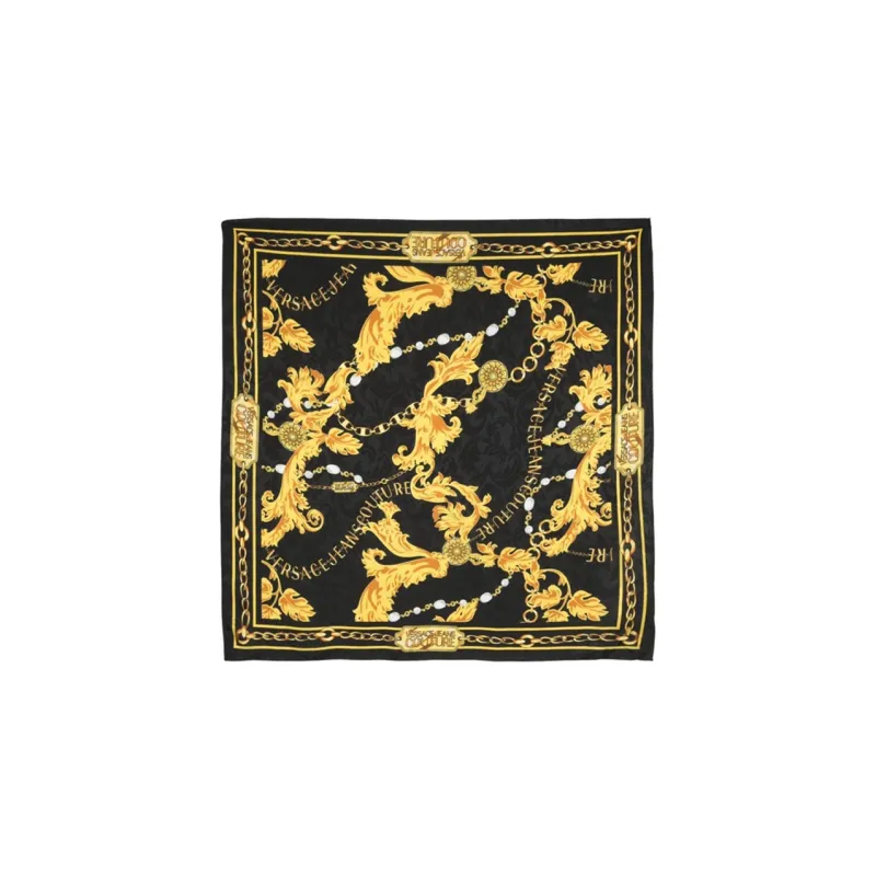 VERSACE JEANS COUTURE Silk Scarves Women's Black/Yellow-0