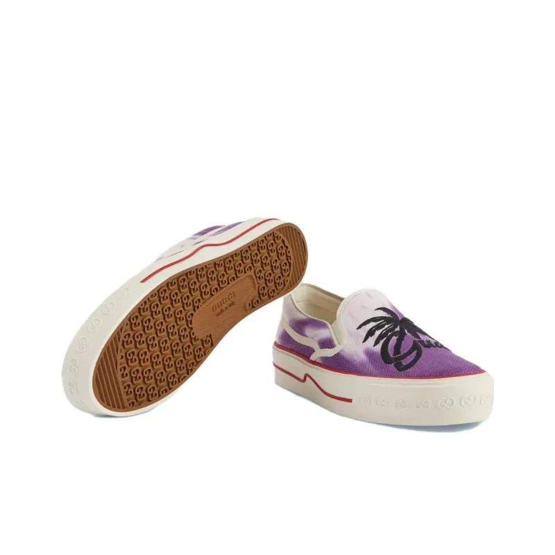 GUCCI Tennis 1977 Stylish Skateboarding Shoes Men's White Purple-4