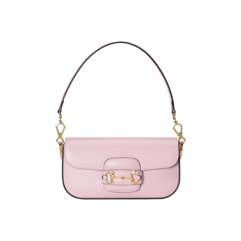 GUCCI Horsebit 1955 Leather Shoulder Bag Baguette Bag Crossbody Bag Shoulder Bag Women's Pink-7