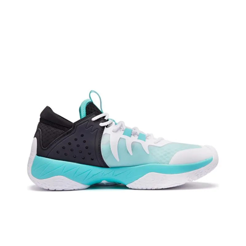 QIAODAN Anti Slip Wear Resistant Low Top Basketball Shoes Men's Green Purple-1