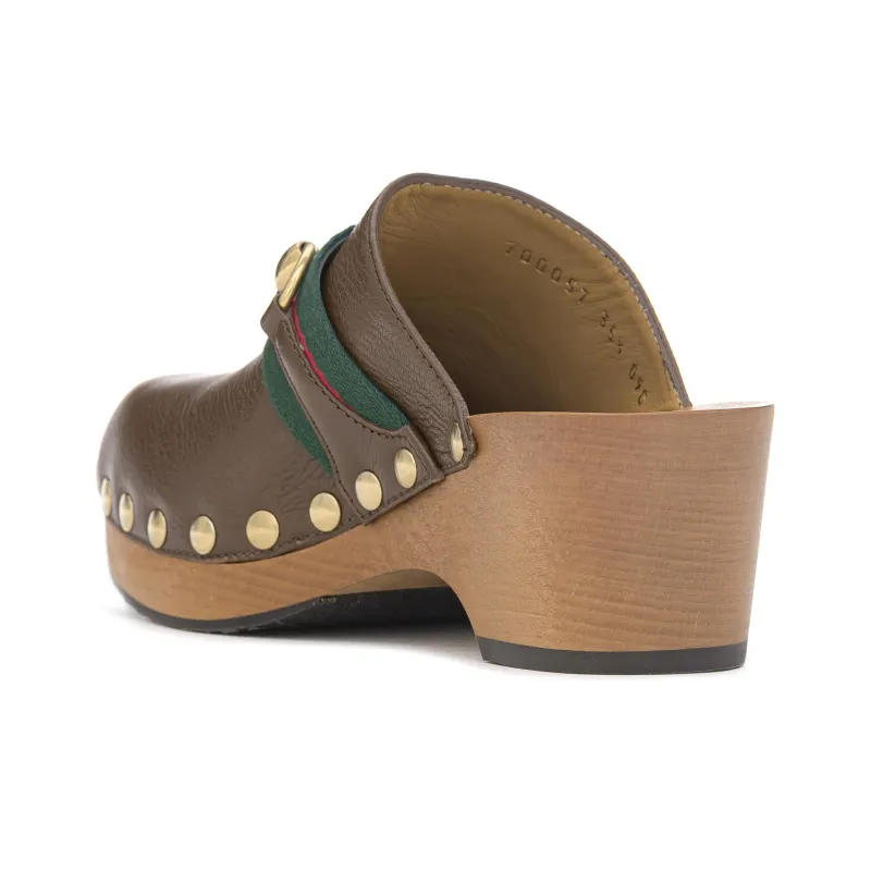 GUCCI Horsebit-detail Wooden-sole Clogs-3