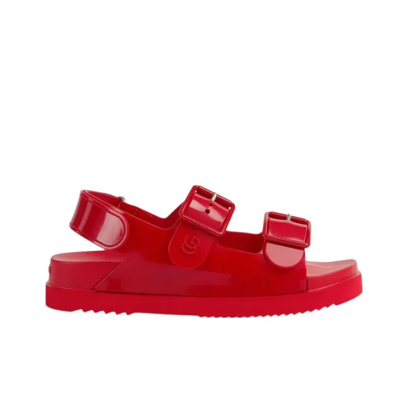 GUCCI Mini Double G Sandal Red Rubber Women's-1