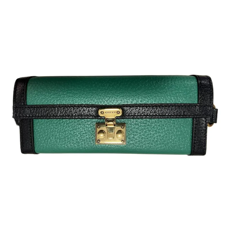 GUCCI Padlock Leather Handbag Shoulder Bag Crossbody Bag Small Size Women's Green/Black-1