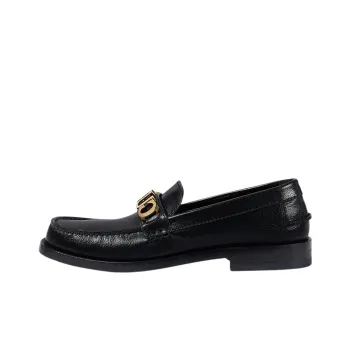 GUCCI Logo Loafers Black Leather Women's