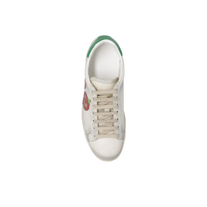 GUCCI ACE Low Top Stylish Skateboarding Shoes Women's White Vintage Version-3