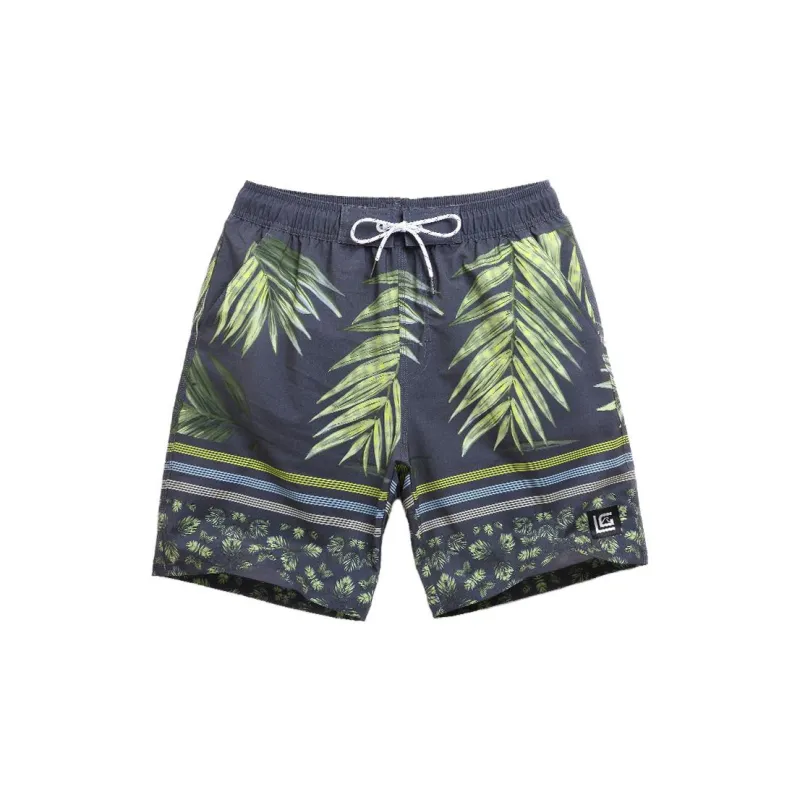 GAILANG Beach Shorts Men Gray With Green Leaf Surface-1