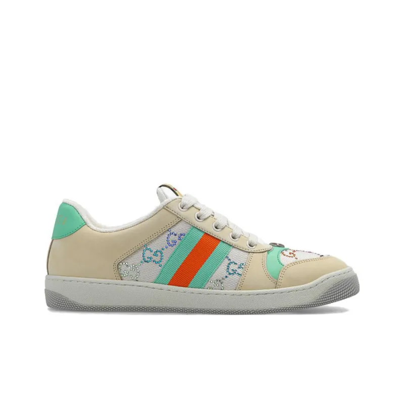 GUCCI Women's Screener 'GG Crystals Beige Green Orange' Women's-1