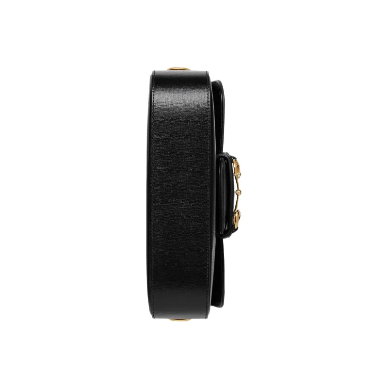 GUCCI Horsebit 1955 Leather Shoulder Bag Baguette Bag Crossbody Bag Shoulder Bag Women's Black-6
