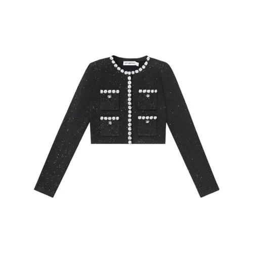 Self-portrait Cropped Coats Women's Classic Black