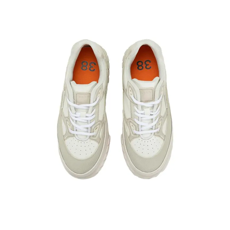 Both Tyres Platform Low Top Skateboard Shoes Women's White Beige-4