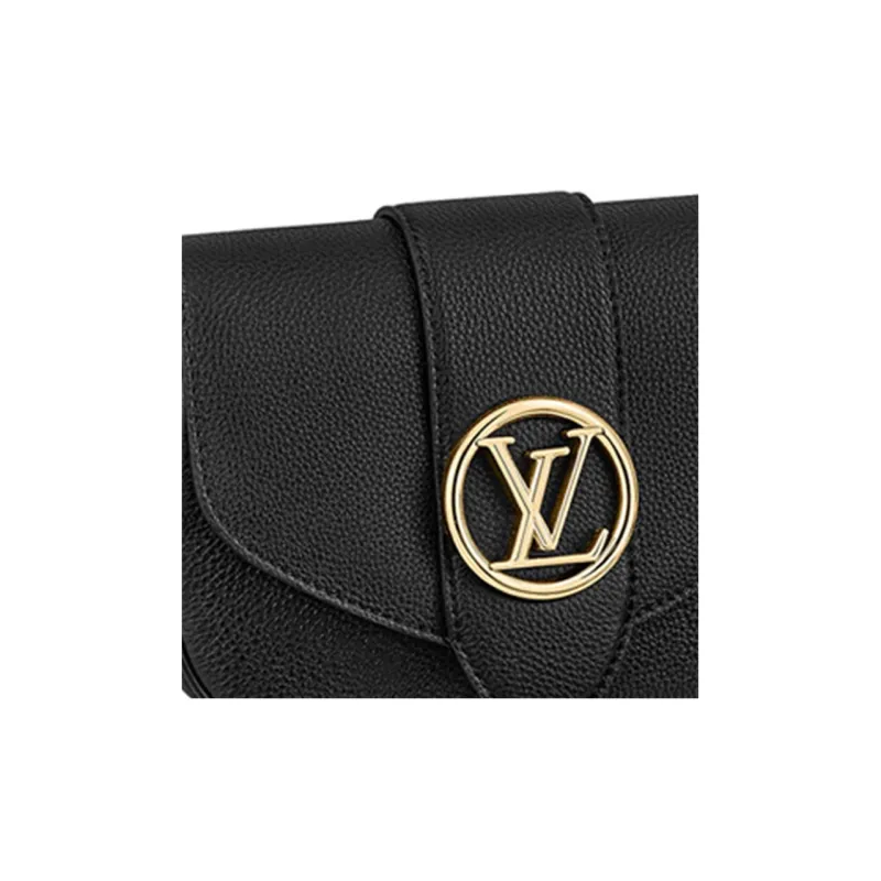 LOUIS VUITTON Pont Grain Cow Leather Shoulder Bag, Crossbody Bag Trumpets Women's Black-4
