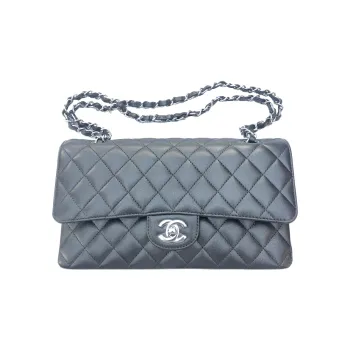 CHANEL Classic Flap CF Sheepskin Mouth Cover Bag Crossbody Bag Medium Size Women's Smoke Gray