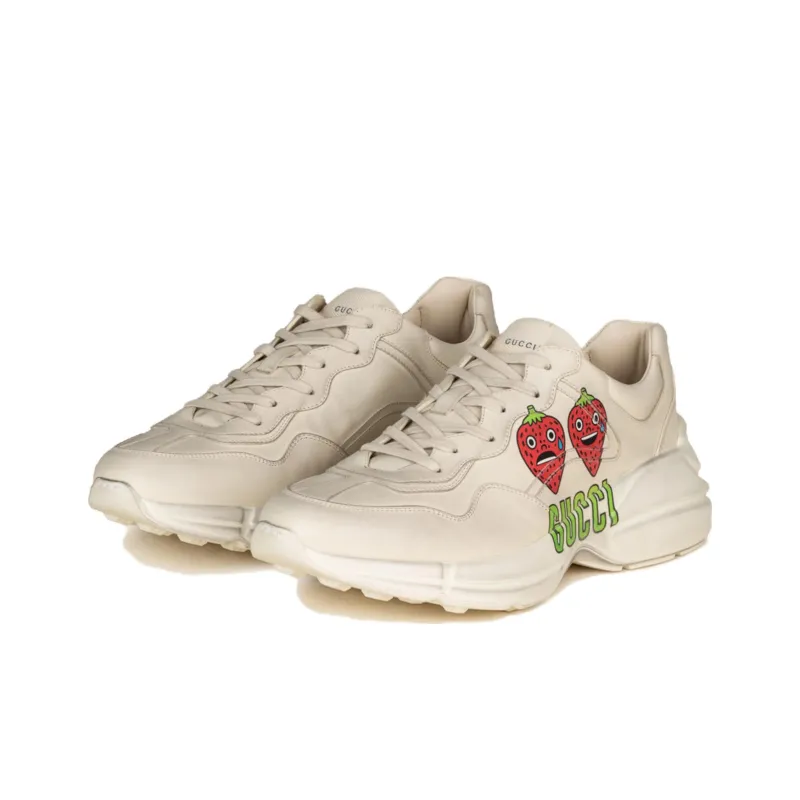 GUCCI Rhyton Low Top Chunky Sneakers Men's Beige Distressed Style-1