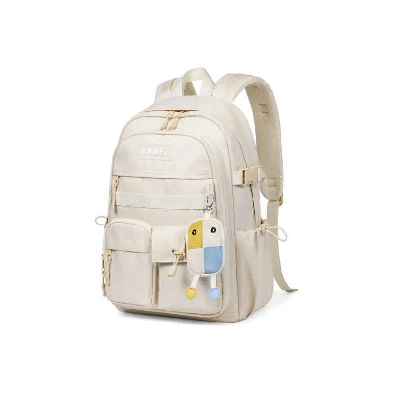 V.NINE Fabric Backpack Large Size Unisex Khaki/Obsidian Black/Smoke Gray-1