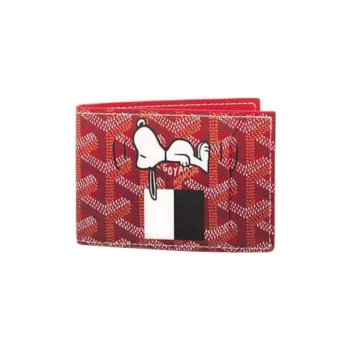 GOYARD Saint Thomas Canvas With Leather Dog's Teeth Wallet Unisex Red