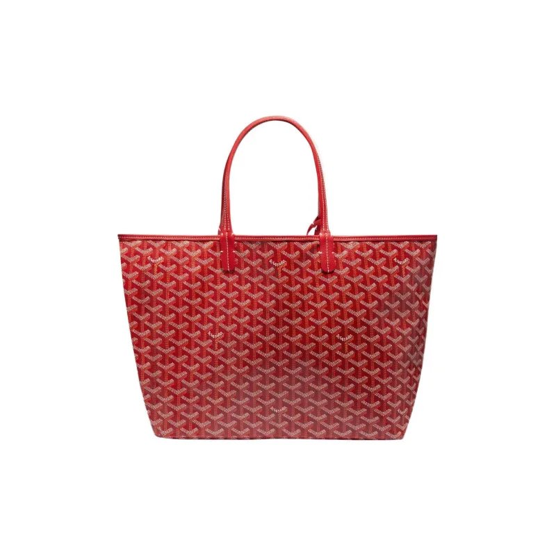 GOYARD Saint Louis Canvas With Calfskin Dog's Teeth Tote Bag Shopping Bag Handbag Small Size Women's Red-2
