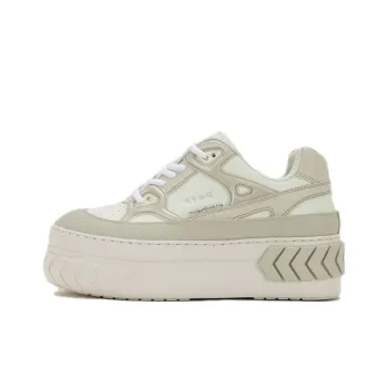 Both Tyres Platform Low Top Skateboard Shoes Women's White Beige