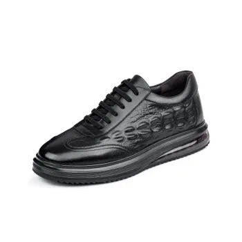 SULEGAO Cushioning Height Increase Low Top Skateboard Shoes Men's Black