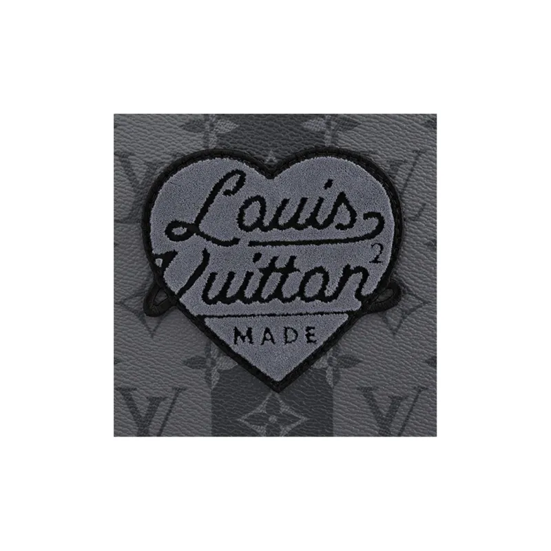 LOUIS VUITTON NIGO Collaboration Coated Canvas Handheld Shoulder Bag Unisex Gray-4