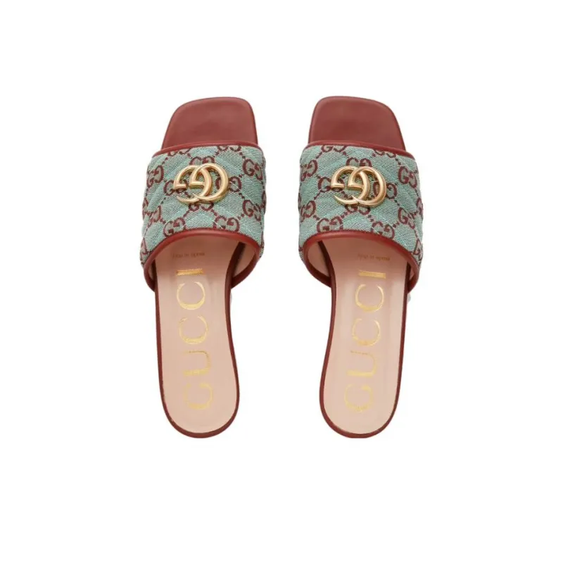 GUCCI Slide Slippers Women's Blue Brown-3
