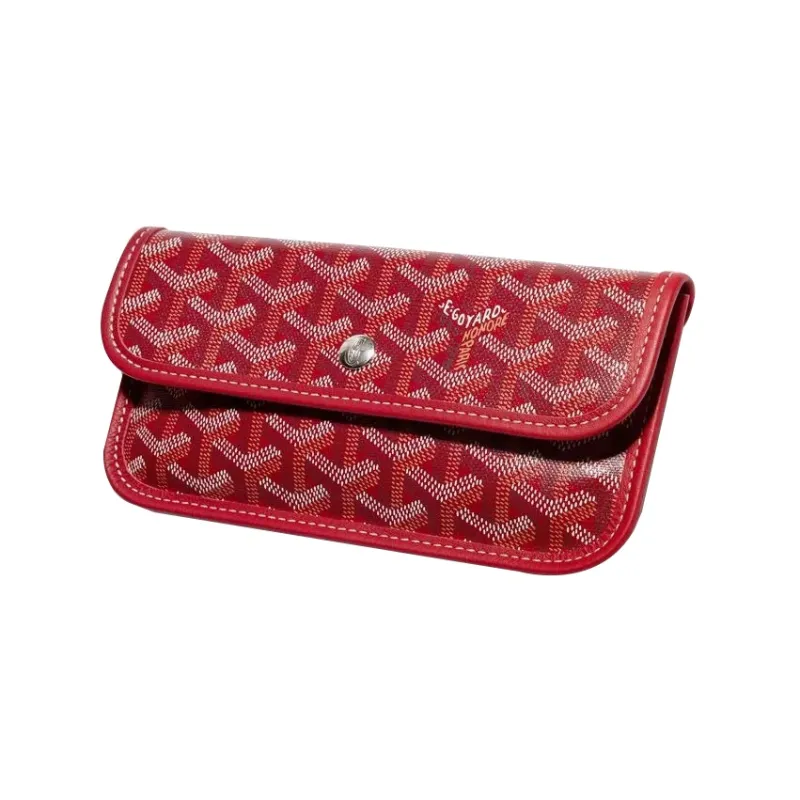 GOYARD Saint Louis Canvas With Calfskin Dog's Teeth Tote Bag Shopping Bag Handbag Small Size Women's Red-4