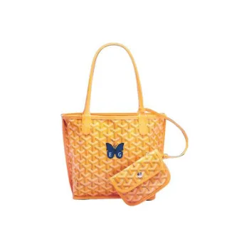 GOYARD Anjou Canvas With Calfskin Dog's Teeth Combo Bag Tote Bag Shopping Bag Shoulder Bag Handbag Mini Women's Yellow