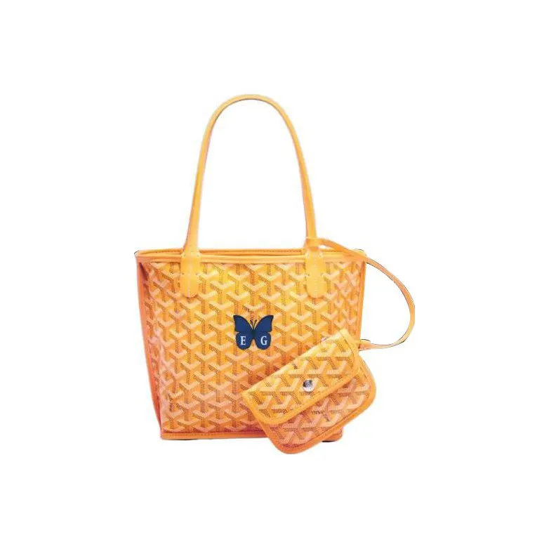 GOYARD Anjou Canvas With Calfskin Dog's Teeth Combo Bag Tote Bag Shopping Bag Shoulder Bag Handbag Mini Women's Yellow-0