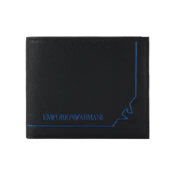 EMPORIO ARMANI PU Polyurethane Wallet Men's Black/Blue