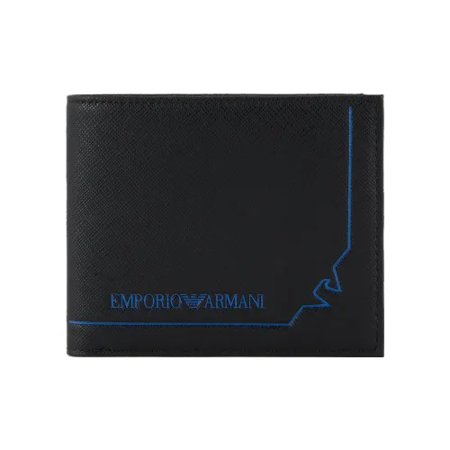 EMPORIO ARMANI PU Polyurethane Wallet Men's Black/Blue