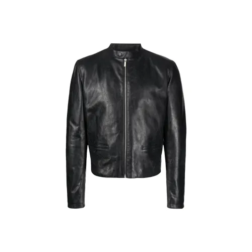 Ferragamo Band-collar Leather Jacket